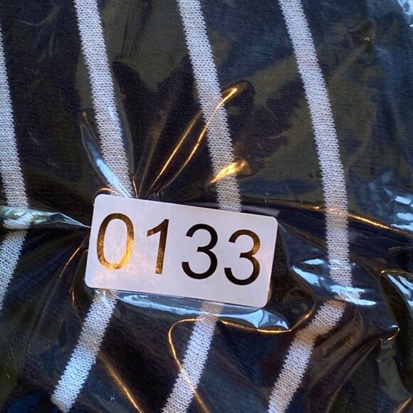 0133 Michael Kors Black White Striped Sweater Top Size L NWOT - Picture 10 of 10